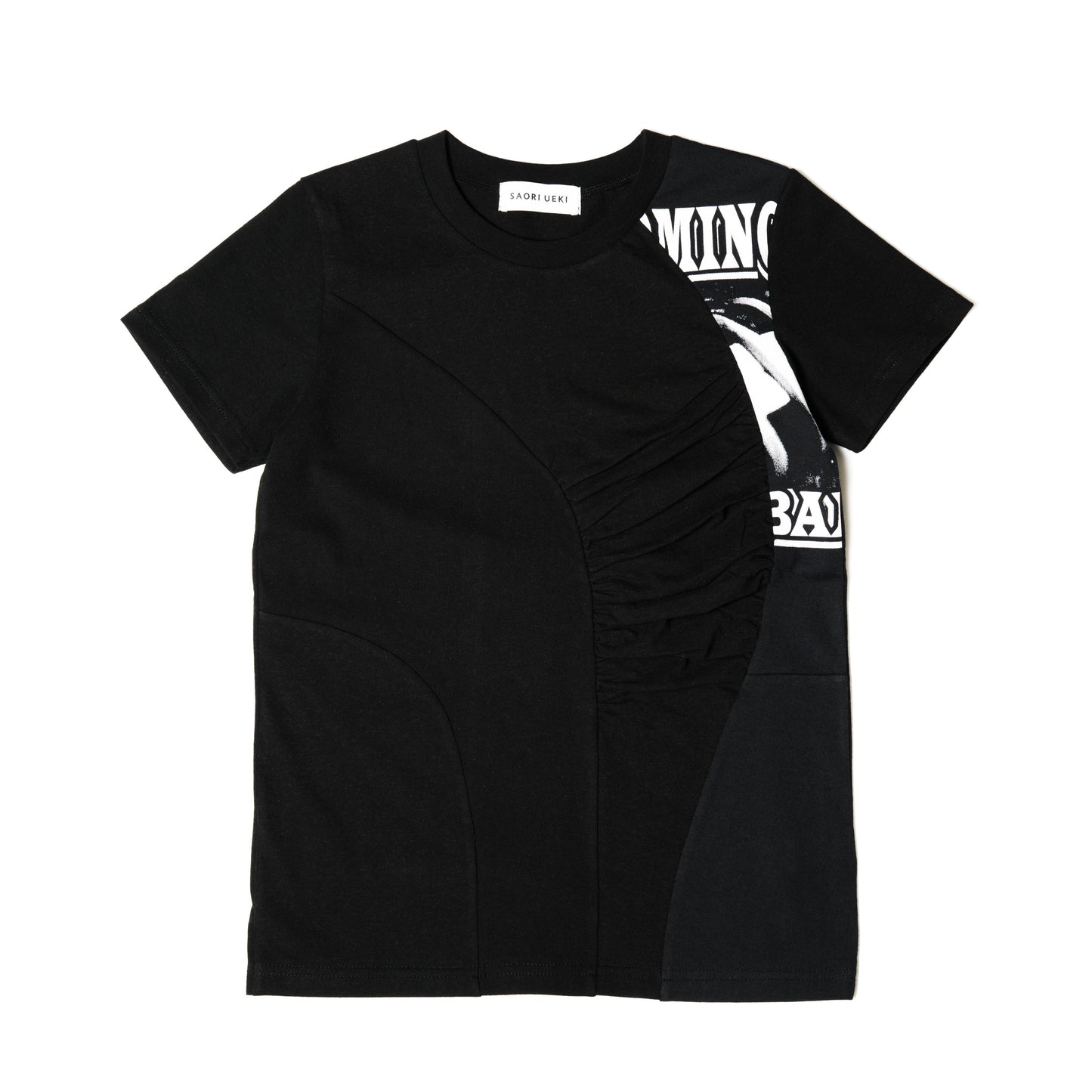 Cotton Gather T-Shirt / Black Multi