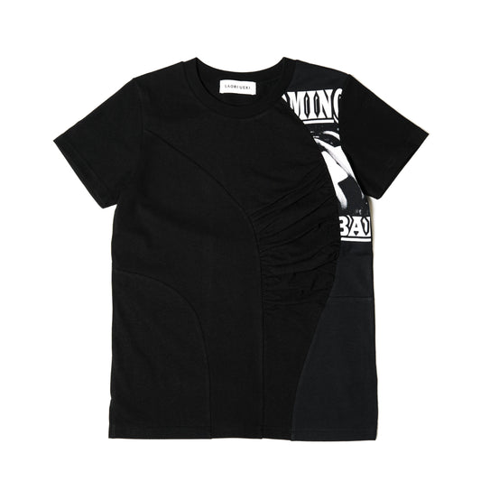 Cotton Gather T-Shirt / Black Multi