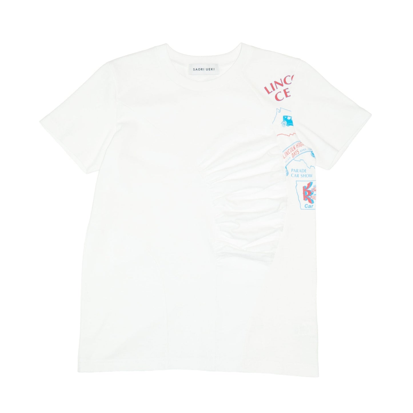 Cotton Gather T-Shirt / White Multi