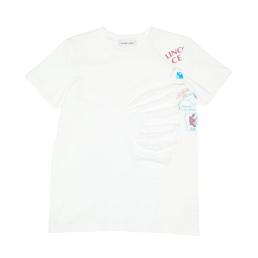 Cotton Gather T-Shirt / White Multi