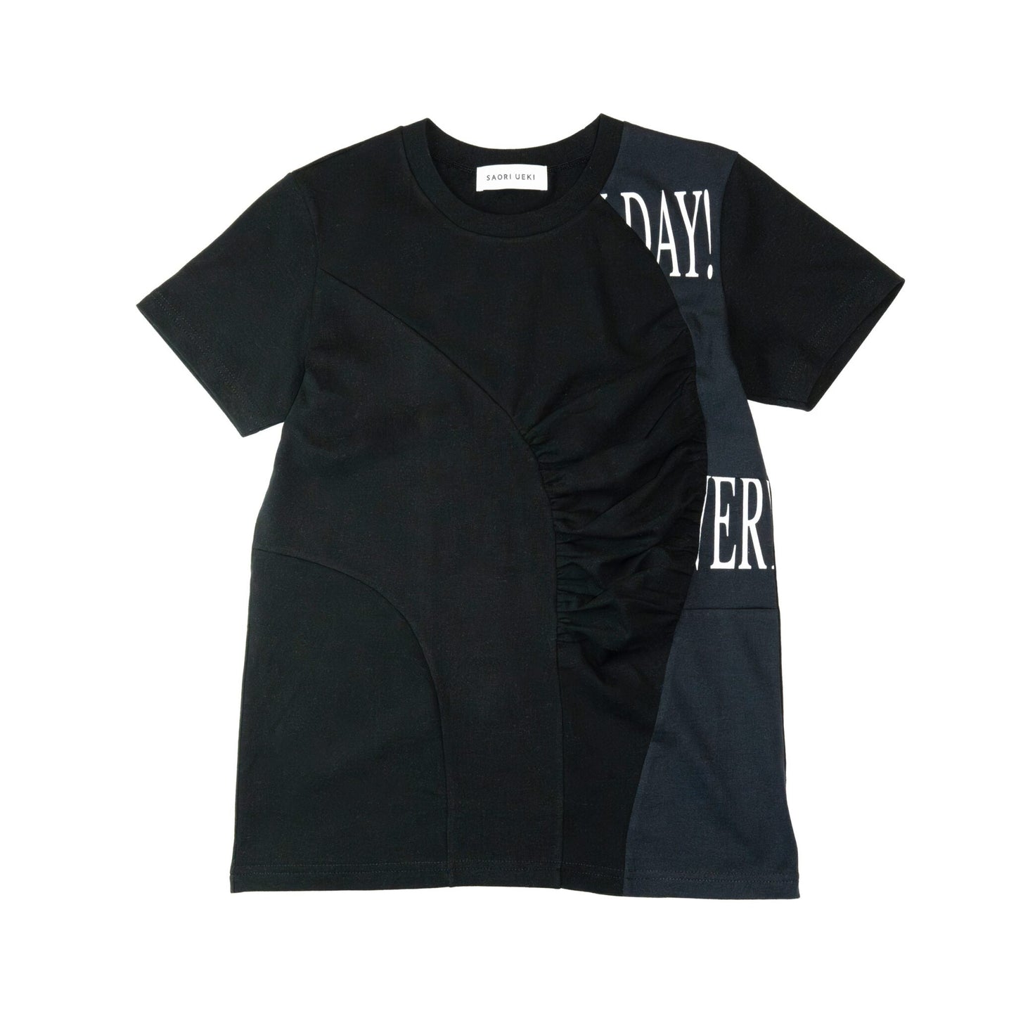 Cotton Gather T-Shirt / Black Multi