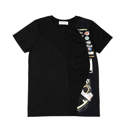 Cotton Gather T-Shirt / Black Multi