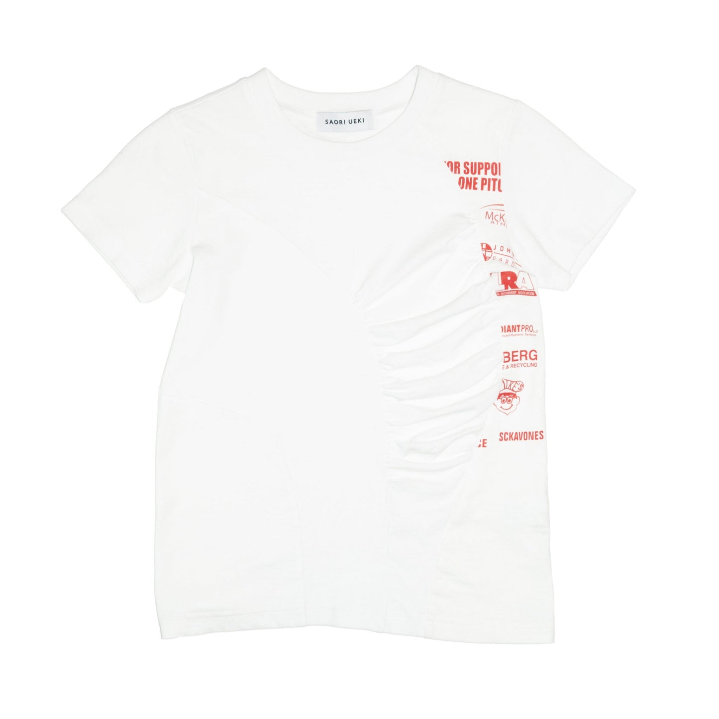 Cotton Gather T-Shirt / White Multi