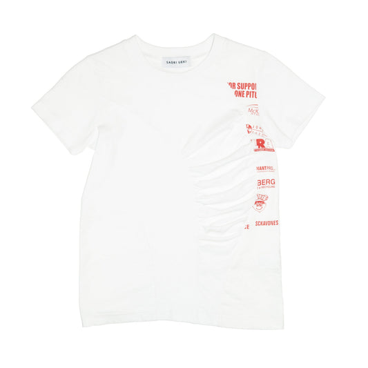 Cotton Gather T-Shirt / White Multi