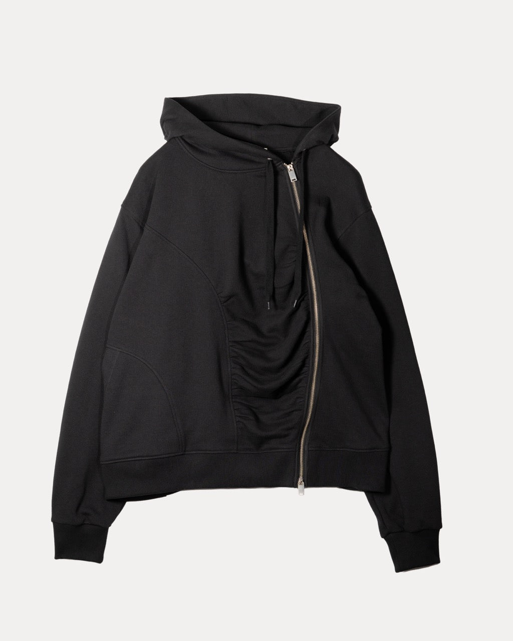 Gathered Cotton Hoodie